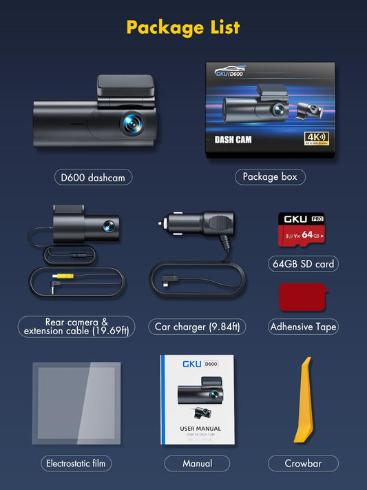 GKU 4K Dash Cam
